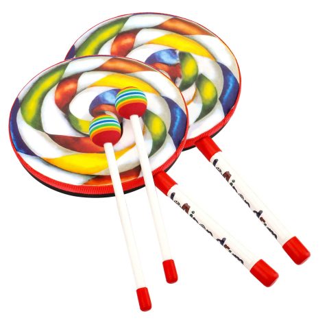 Foraineam 2 Pieces 8 Inch Hand Drum with Drum Stick Musical Sound Tool Music Percussion Instruments