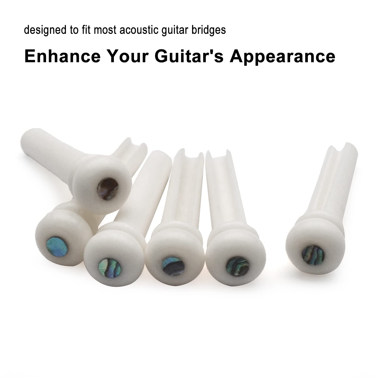 MAXCHEER Guitar 6Pcs Acoustic Guitar Bridge Bone Pins with Pearl Shell Dot Guitar Pressure String Nails Pin Guitar Parts