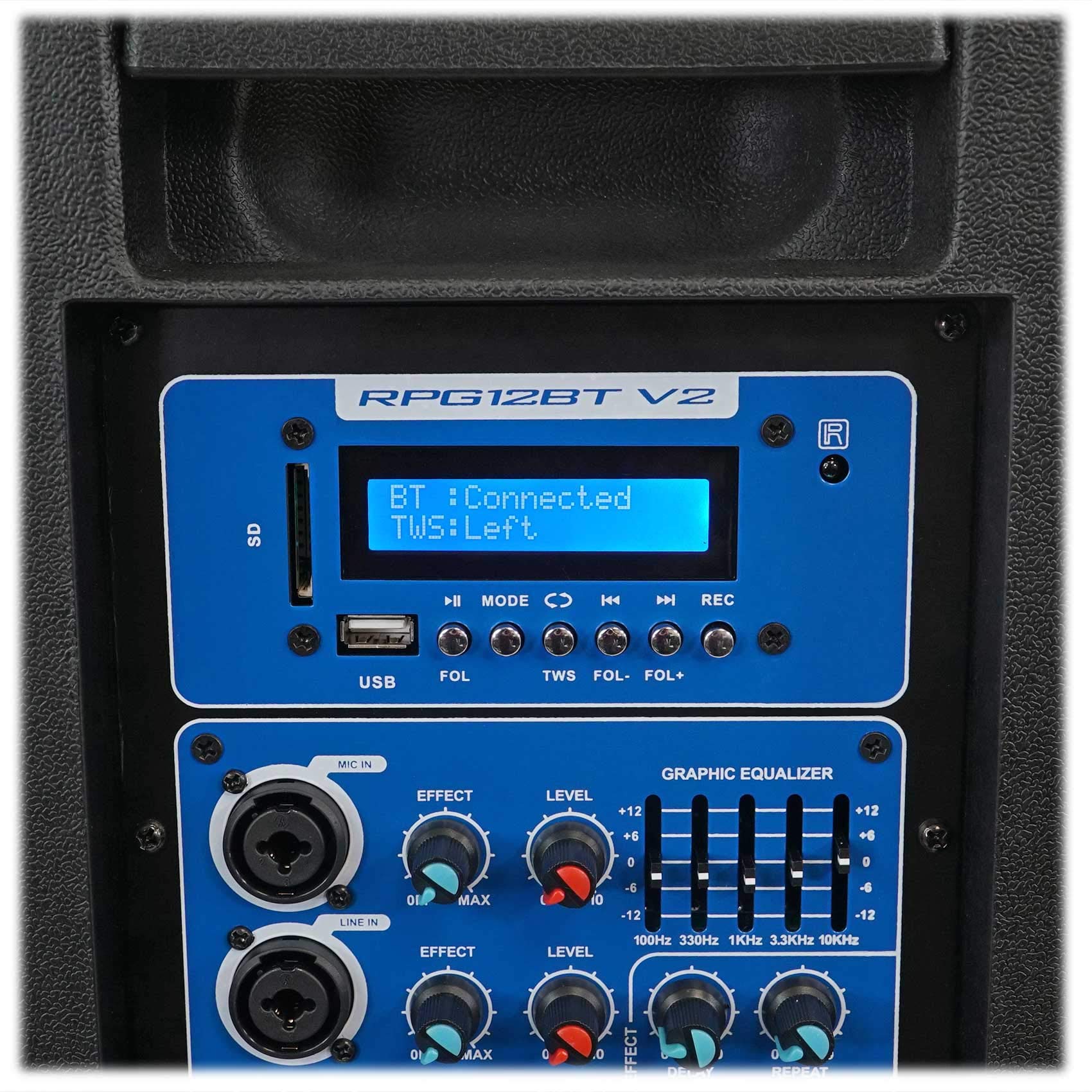 Rockville RPG12BT V2 12″ Powered Bluetooth DJ PA Speaker with TWS