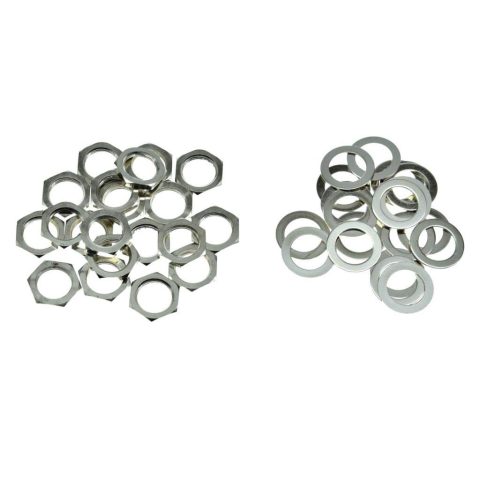 KAISH 20pcs Metric Guitar Input Output Jack Socket Nut and Washer Guitar Jack Nuts for Import Guitars Nickel