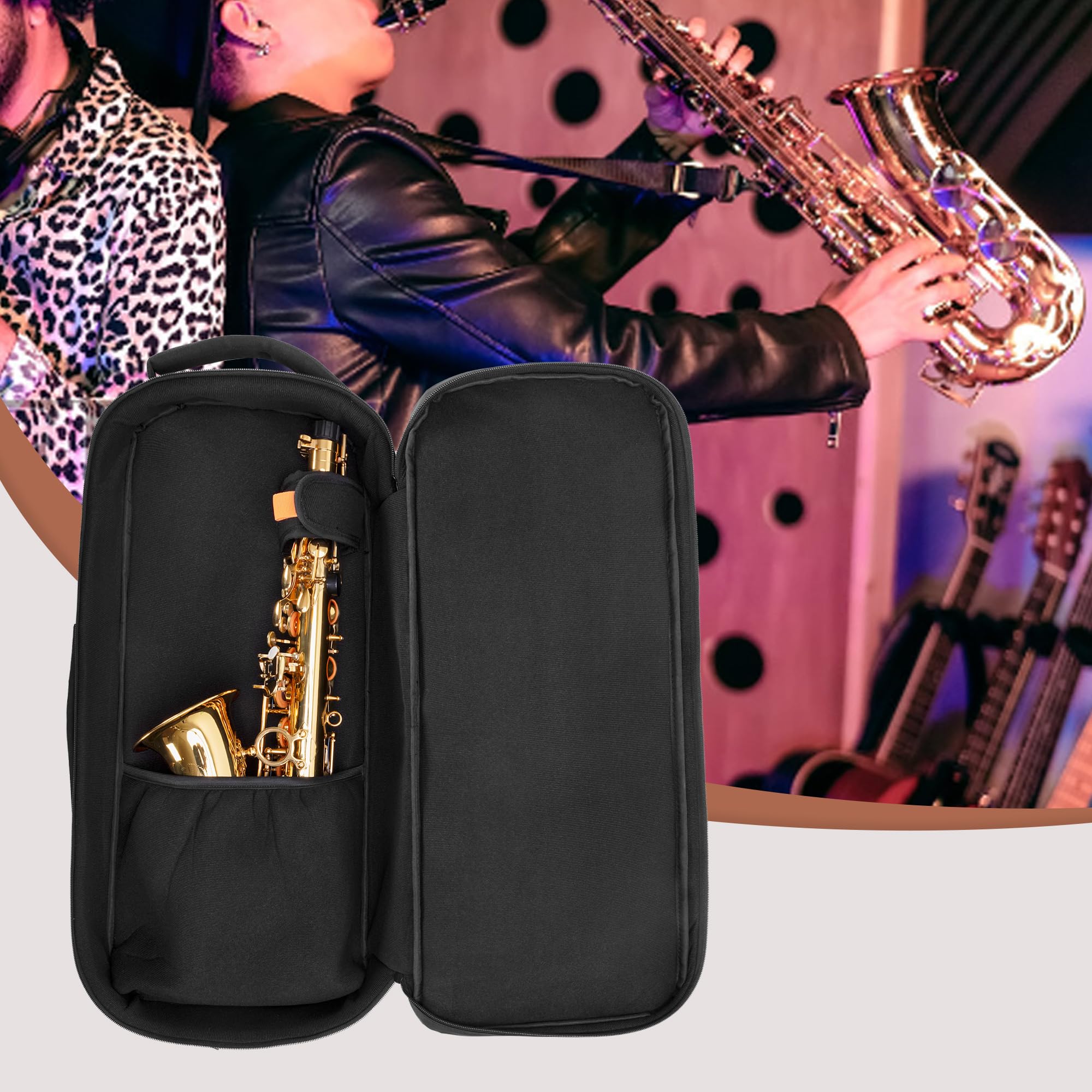 Rexmica Padded Alto Sax Case Gig Bag Backpack with Hidden Shoulder Strap
