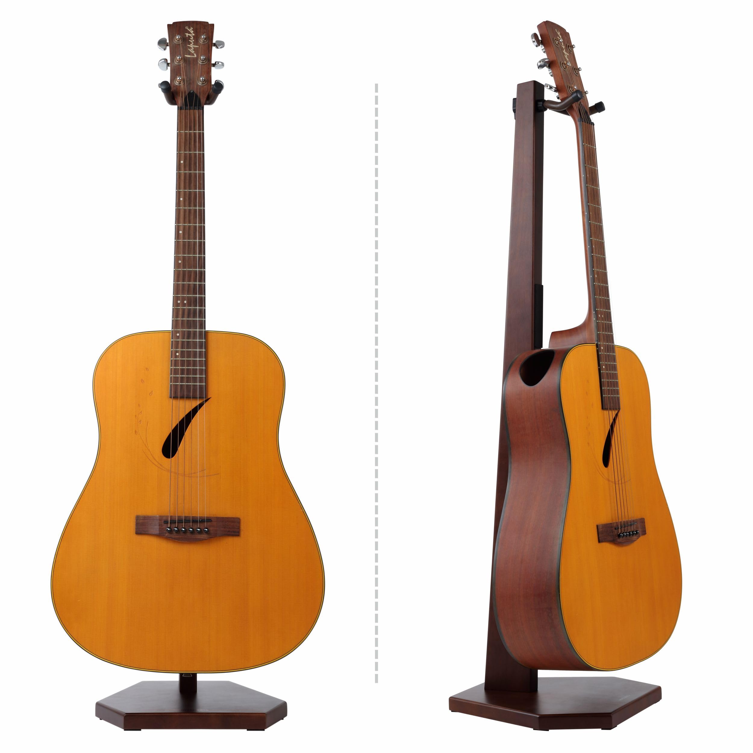 Nefelibata Wooden Guitar Stand – Handmade German Ash Solid Semi-curved Design Wood Stand Floor, Best for Acoustic guitars, Classical guitars, Banjos, Mandolins(Brown)