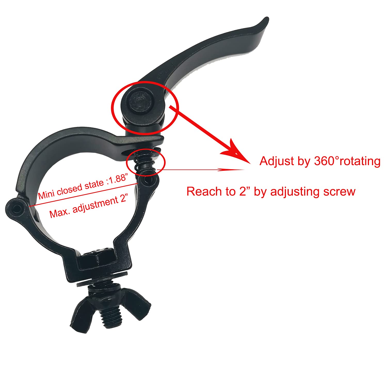 Stage Lighting Clamp 2″ Truss Hook Mount Clamps Heavy Duty 220Lbs