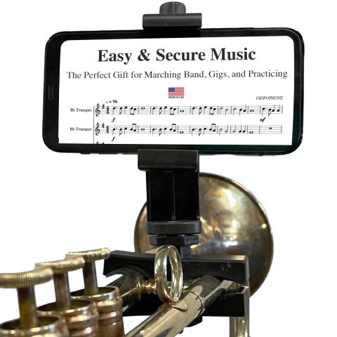 Gripophone Trumpet Phone Lyre – Securely Mount Your Phone to Your Horn, Easily Read Music from PDF, Take videos while playing, Made in USA!!