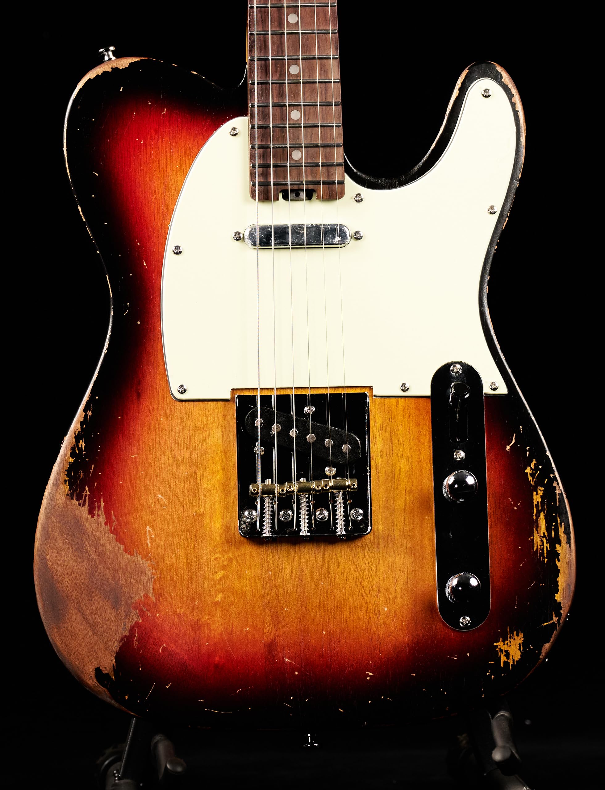 KGD Relic electric guitar mahogany body carbonized maple neck rosewood fretboard 6-string solidbody electric guitar S-S pickupsbrass barrel saddle bridge (Sunburst)