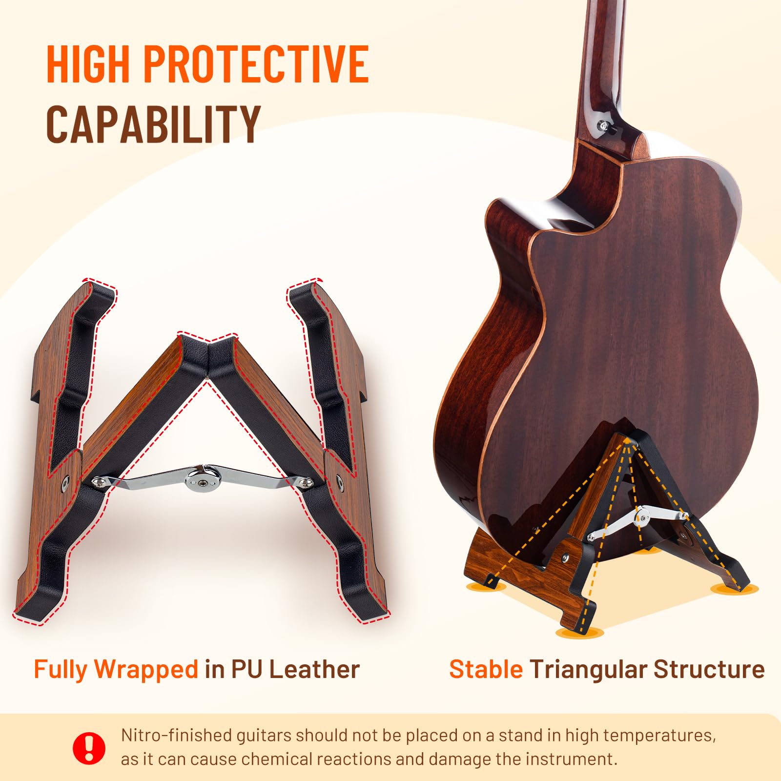 CAHAYA Guitar Stand Floor Wooden Portable Foldable A-Frame Guitar Stands