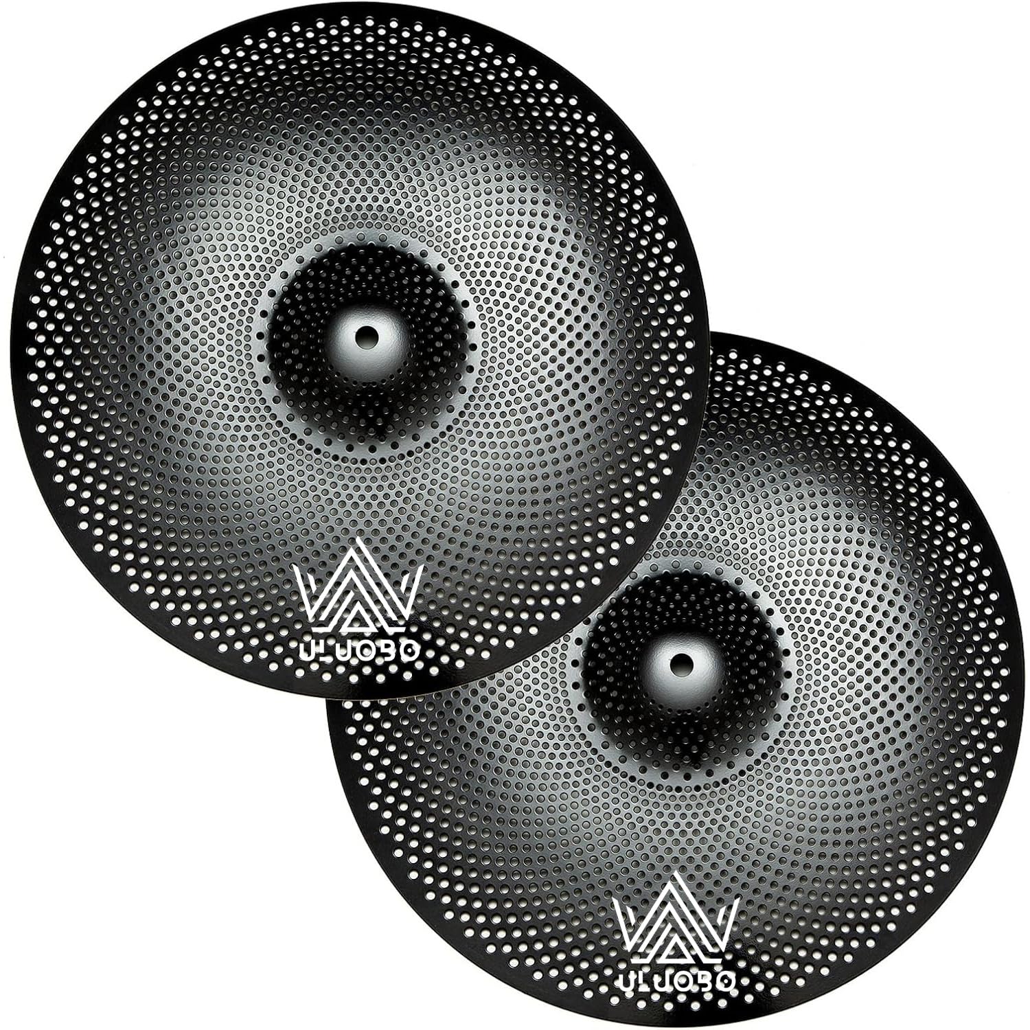 ULUOBO 13 inch Low Volume Hi Hat Cymbals Cymbal for Quiet Practice (Black, 2 Pieces)