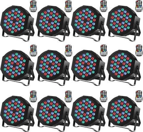 HOLDLAMP Rechargeable Par Lights 36W RGB Battery Powered, Wireless LED Par Lights DJ Uplights Sound Activated Remote Control for Wedding Events Club Party Church Stage Lighting, 12 Pack