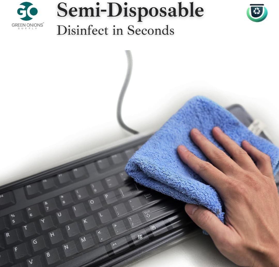 Green Onions Supply Universal KeyboardCap. Fully Covered Flat Style 0.025mm Waterproof Anti-Dust Desktop Keyboard Cover with Numeric Hospital/Dentist Use (0.03mm Size M(2 Packs))