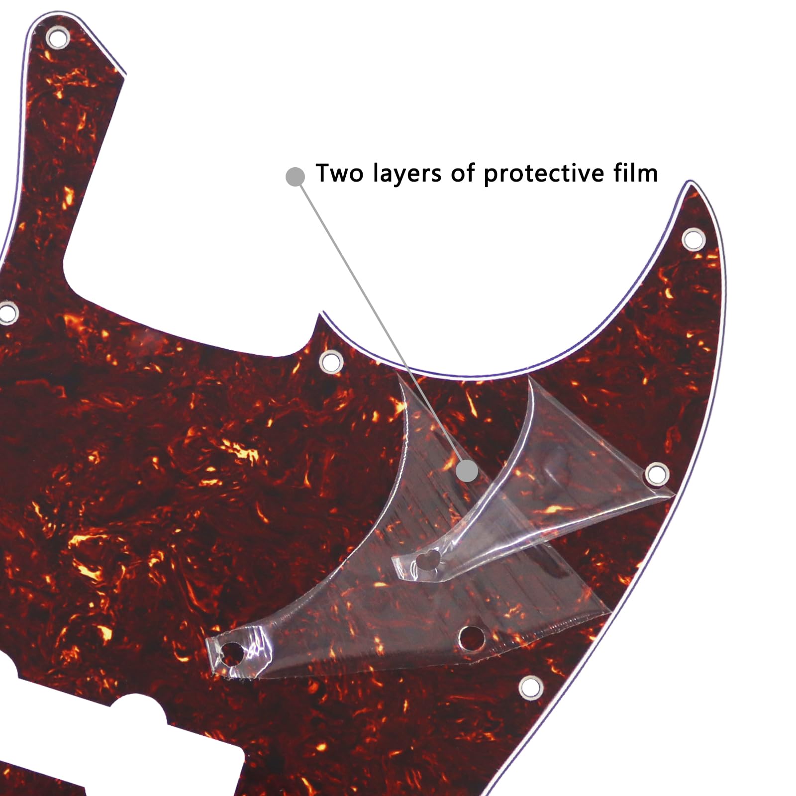 Phrilam 10-Hole Jazz Bass Pickguard for Fender 4 String, Brown Tortoise