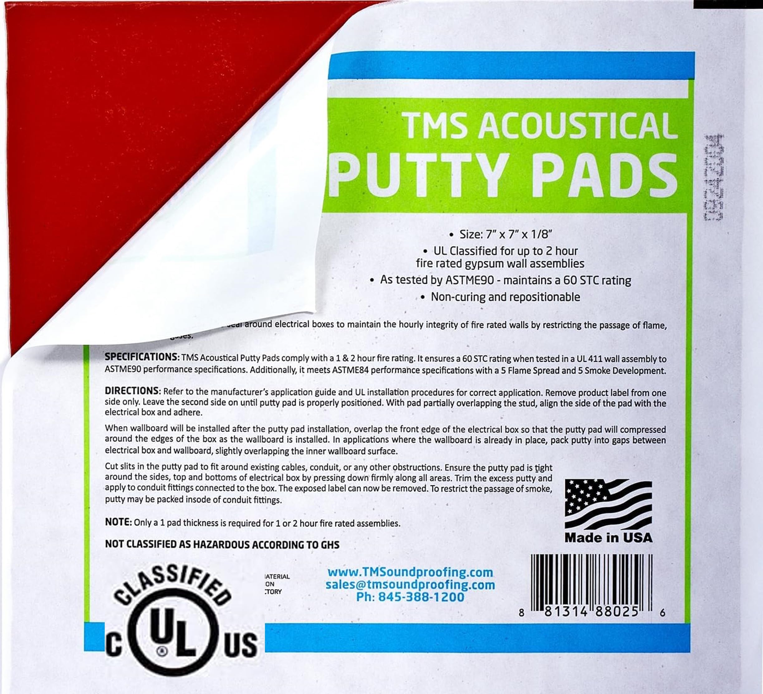 Trademark Soundproofing Acoustical Putty Pads – UL Rated Fire Stop, Electrical Putty Pads for Electrical Boxes, Wall Openings Outlet – UL and STC Rating – Box of 10 – Made in USA