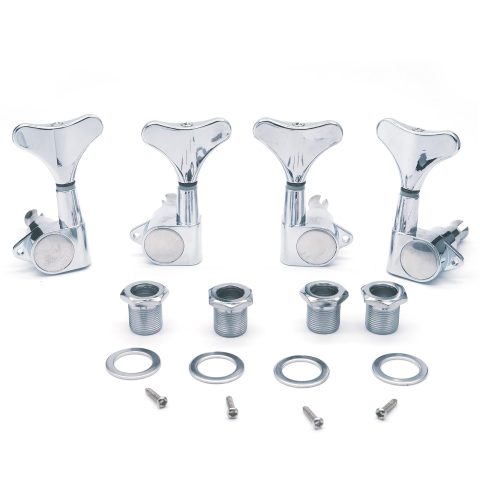 harpfeas 2R2L Electric Bass Guitar Sealed Tuning Pegs Tuners Machine Heads Tuning Keys/Buttons Guitar Parts Machine Head Tuners for Precision Bass and Jazz Bass (2R2L Chrome)