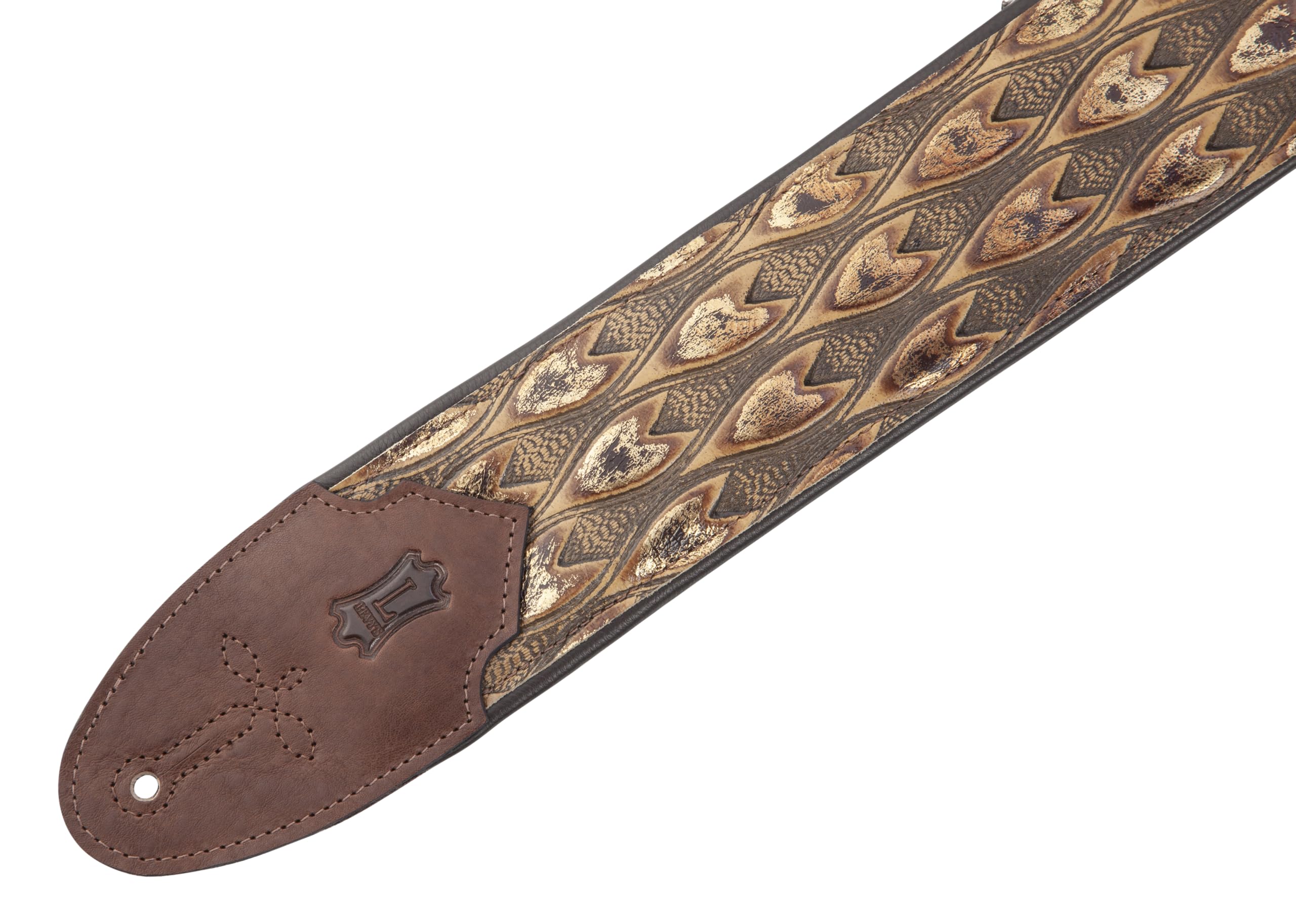 Levy’s Leathers Sundance Series 3″ Width Embossed Leather Guitar Strap – Premium Brown Arrowhead Design, Wide & Comfortable Support (M4WP-005)