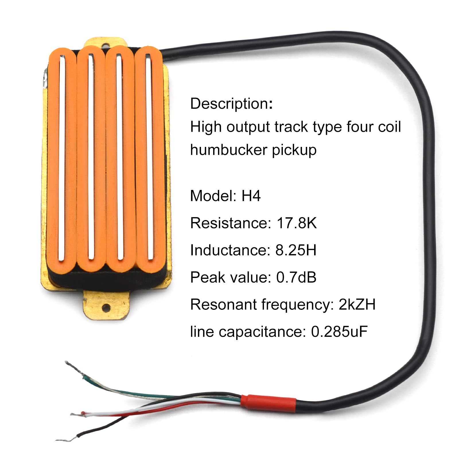 SAPHUE 2-Dual Blade Electric Guitar High Output Track Type Four Coil Humbucker Pickup Orange