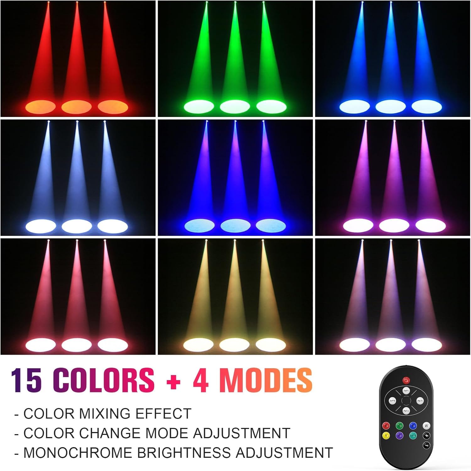20W Pinspot Light with Remote,RGBWYP+Cyan LED Beam Spot Lights,Ultra Bright Mirror Disco Ball Spotlight Stage Light for DJ Disco Party Bar Club Show Wedding Children’s Theater (Black, 2 Pack)