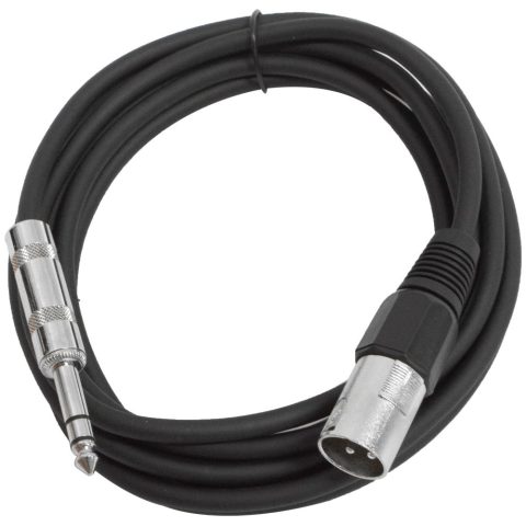 Seismic Audio – SATRXL-M10 – Black 10′ XLR Male to 1/4″ TRS Patch Cable