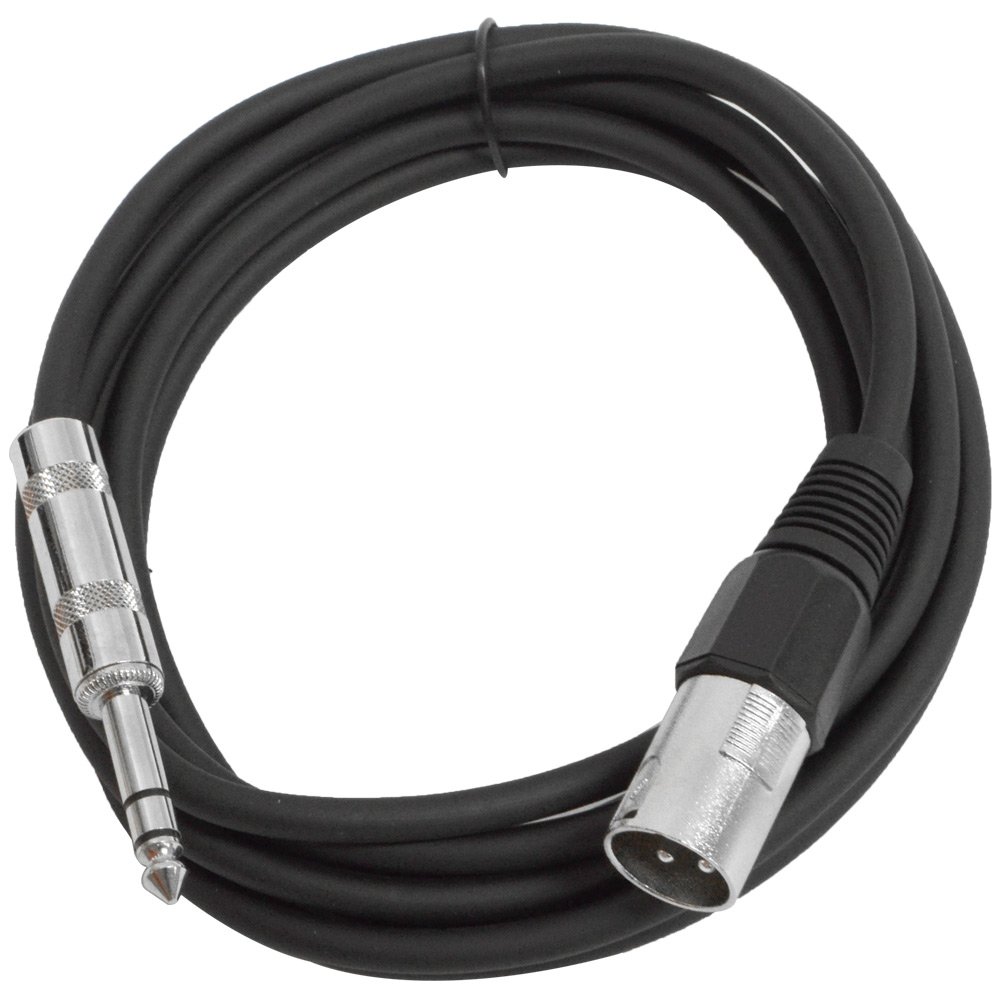 Seismic Audio – SATRXL-M10 – Black 10′ XLR Male to 1/4″ TRS Patch Cable