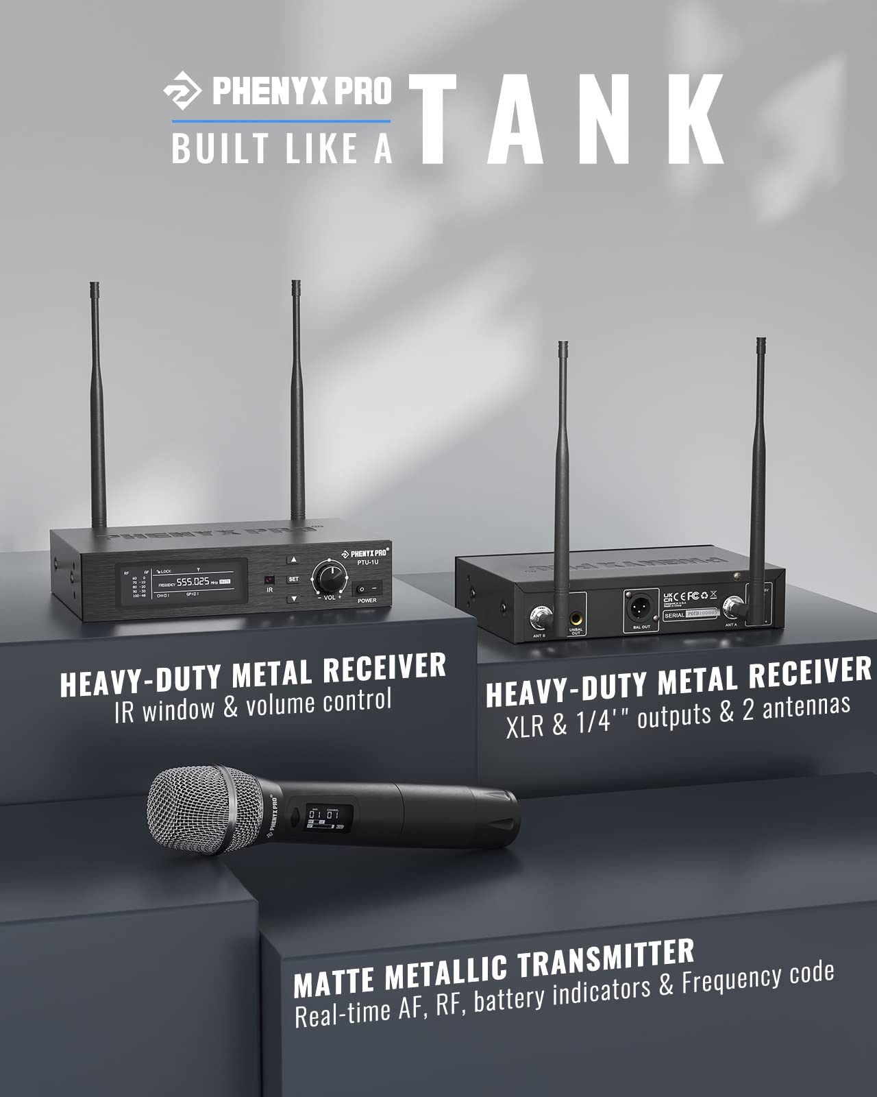 Phenyx Pro Single UHF True Diversity Auto Scan Wireless Mic System PTU-1U