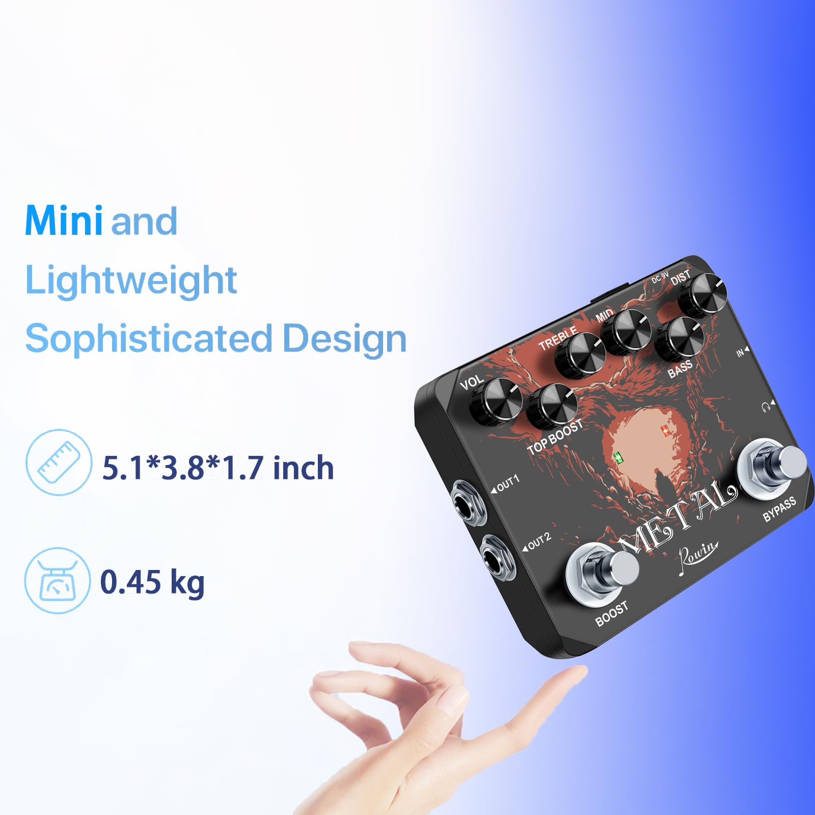 Rowin LTL-03 Metal Guitar Effect Pedal Full Metal Case True Bypass