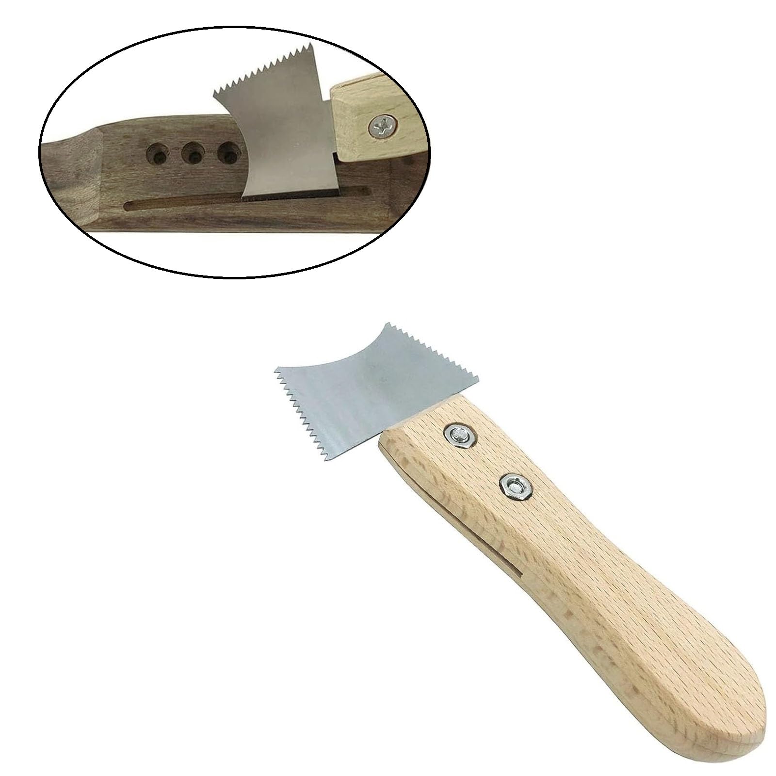 TUOREN Guitar Slot Saw Blade Guitar Fret Slot Cleaning Tool Wooden Handle Guitar Bridge Slot Scraper Guitar Luthier Repair Tool