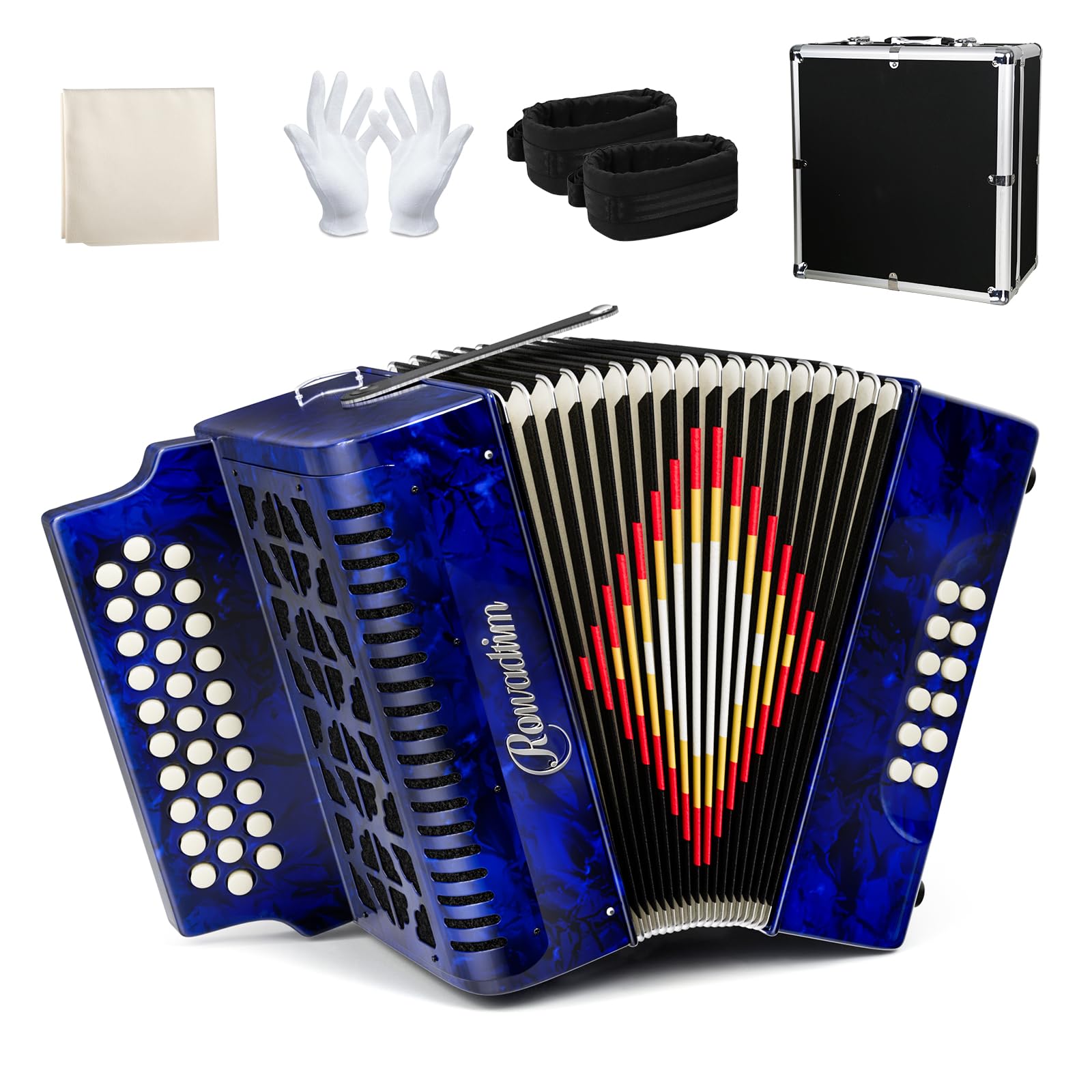 Accordions 31 Key 12 Bass Diatonic F/B/E Accordion Carry Kit (Blue)