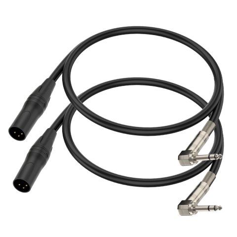 Seefeful Right Angle 6.35mm TRS to XLR Male，（1.5FT 2Pack） Right Angle 1/4″ TRS to XLR 3Pin Male,for Speakers, Stage, DJ and More