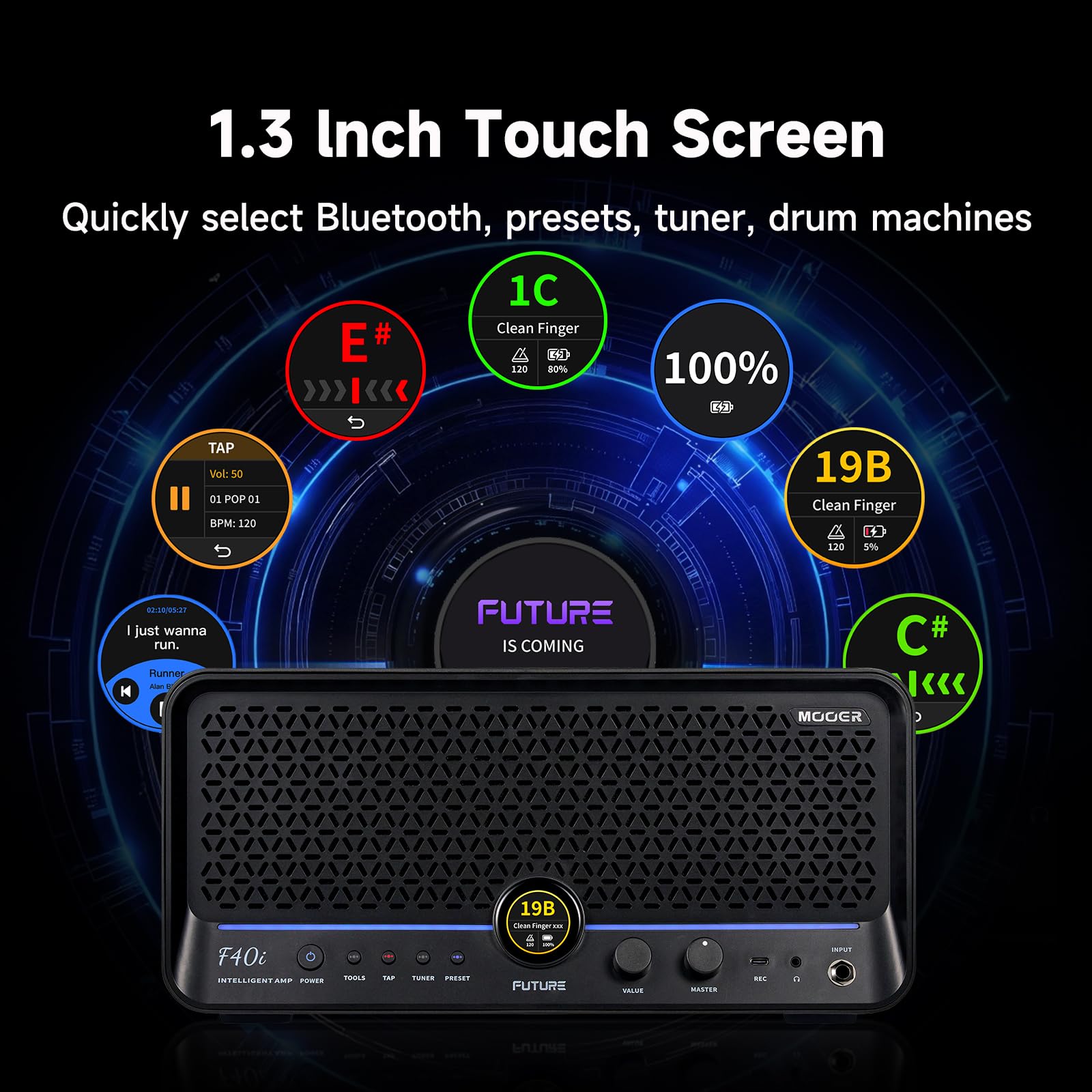 MOOER F40i Smart Guitar Amp 40W Touching Screen, MOOER AI, Voice Effects
