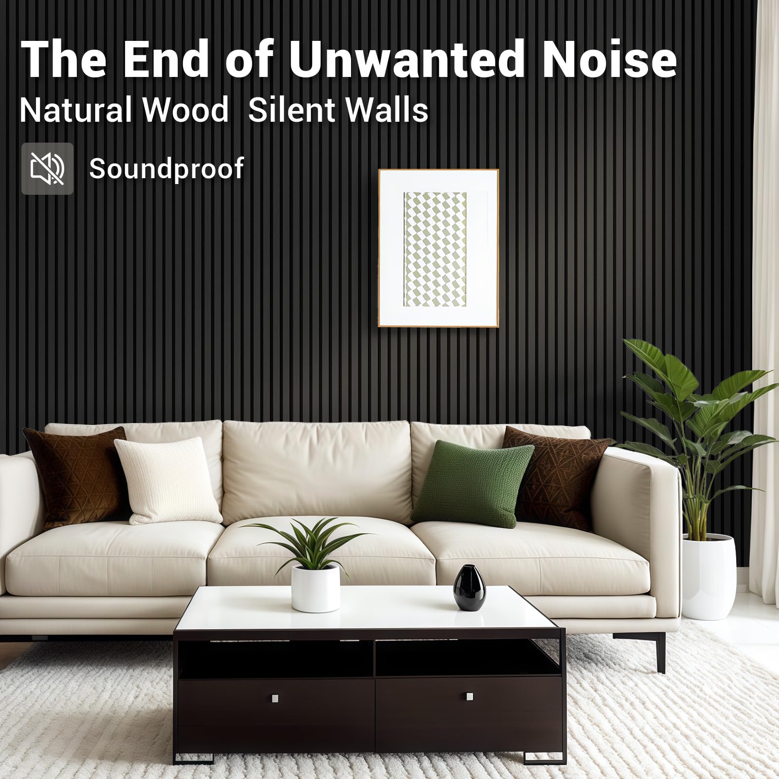 AKK-Star Acoustic Wood Slat Wall Panels Folded 1 Pack – 94.4″ X 23.6 “X 0.7”, Wall Panels for Interior Wall Decor 15.5ft² Soundproof 3D Wall Paneling for Home Decor Noise Reduction(22# Mirage Black)