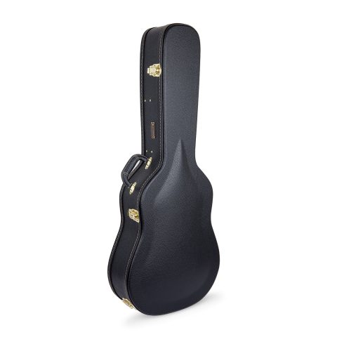 Crossrock Wooden Dreadnought Acoustic Guitar Case | Arched Top, Padded Interior, Lock & Storage – Fits Martin D-28, Taylor 210, Yamaha FG-Black(CRW600DBK)