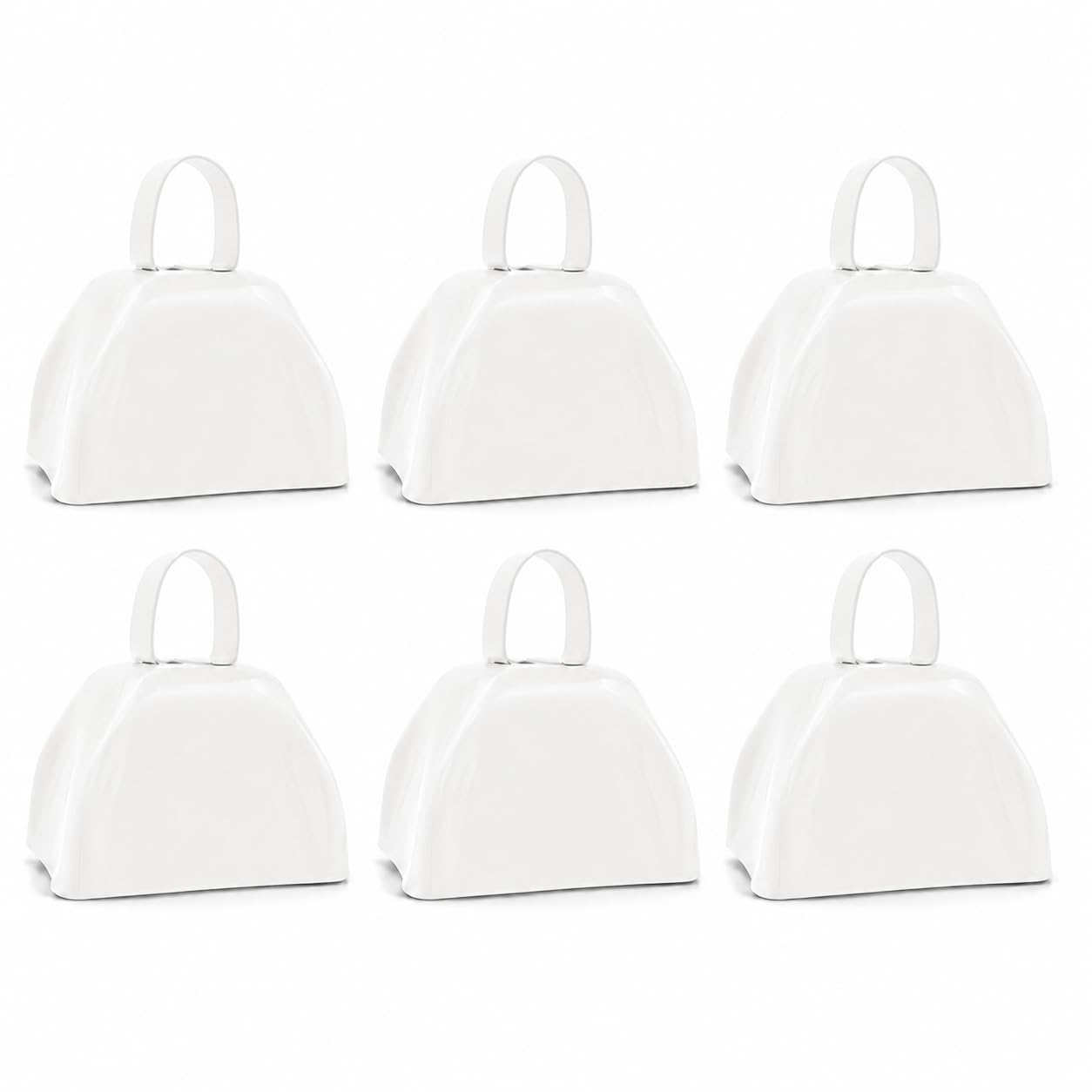The Dreidel Company White Metal Cowbell Noisemaker Cheering Bell, New Years, School Classroom, Wedding Bells & Chimes Percussion Musical Instruments Call Bell Alarm, 3″ (6-Pack)