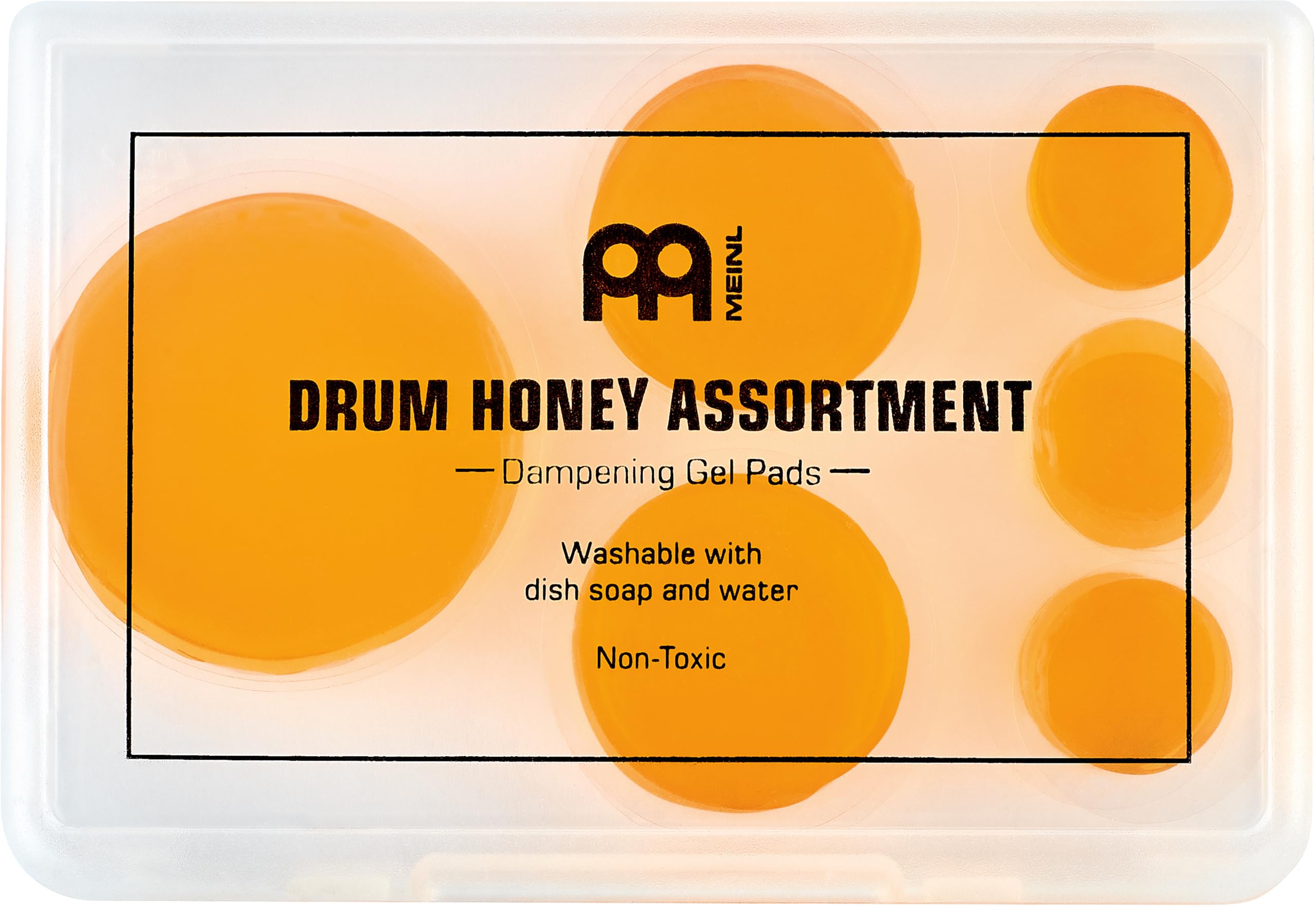 Meinl Cymbals Drum Honey Dampening Gel Pads for Drums and Cymbals with Container and Dividers, Reduce Vibration and Ring, 12-pc Assortment with Varying Sizes