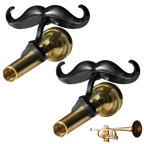 [2 Pack] Clip-On Mustache For Trumpets & Trombones – Includes Protective Case – Fits All Small Shank Mouthpieces – Perfect Accessory For Young Musicians – Mouthpiece Not Included