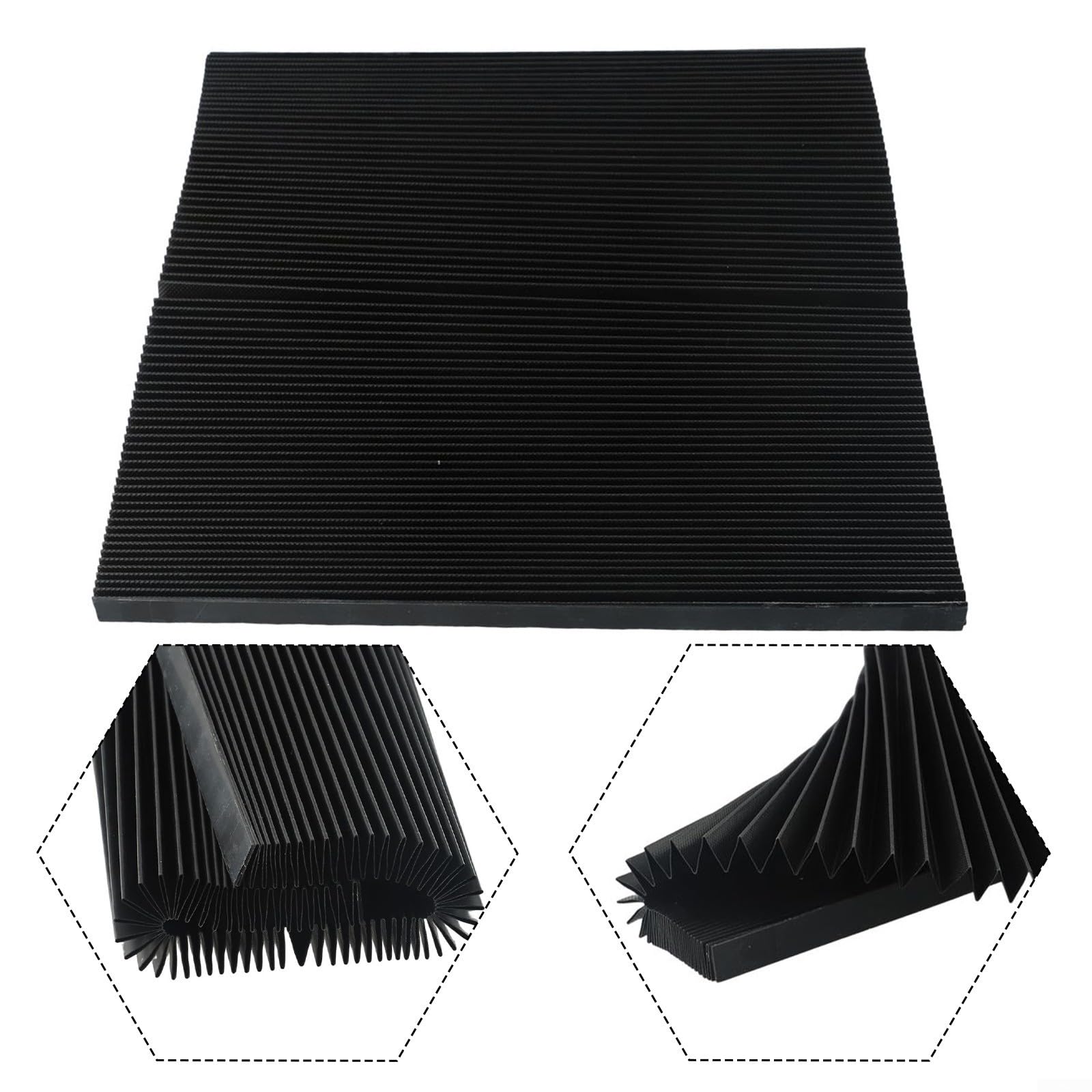 CNC Machine Accordion Cover, Accordion Way Cover Protective, Rubber Flexible Cover Milling Machine 3-proof Cloth Protective, Flat Bellows Cover, L 1500MM* H 15mm (Width 300mm)