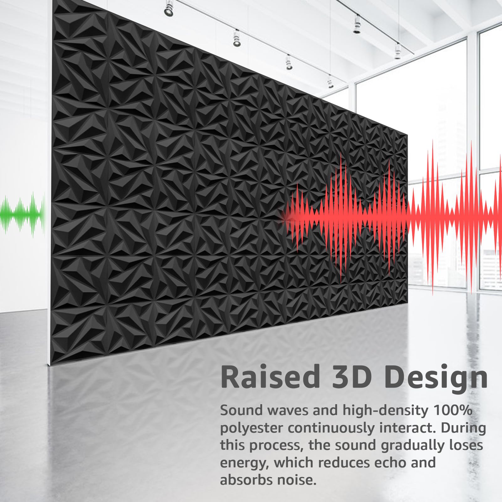 Art3dwallpanels 20 Pack Acoustic Panels, Black, 12 X 12 Inch
