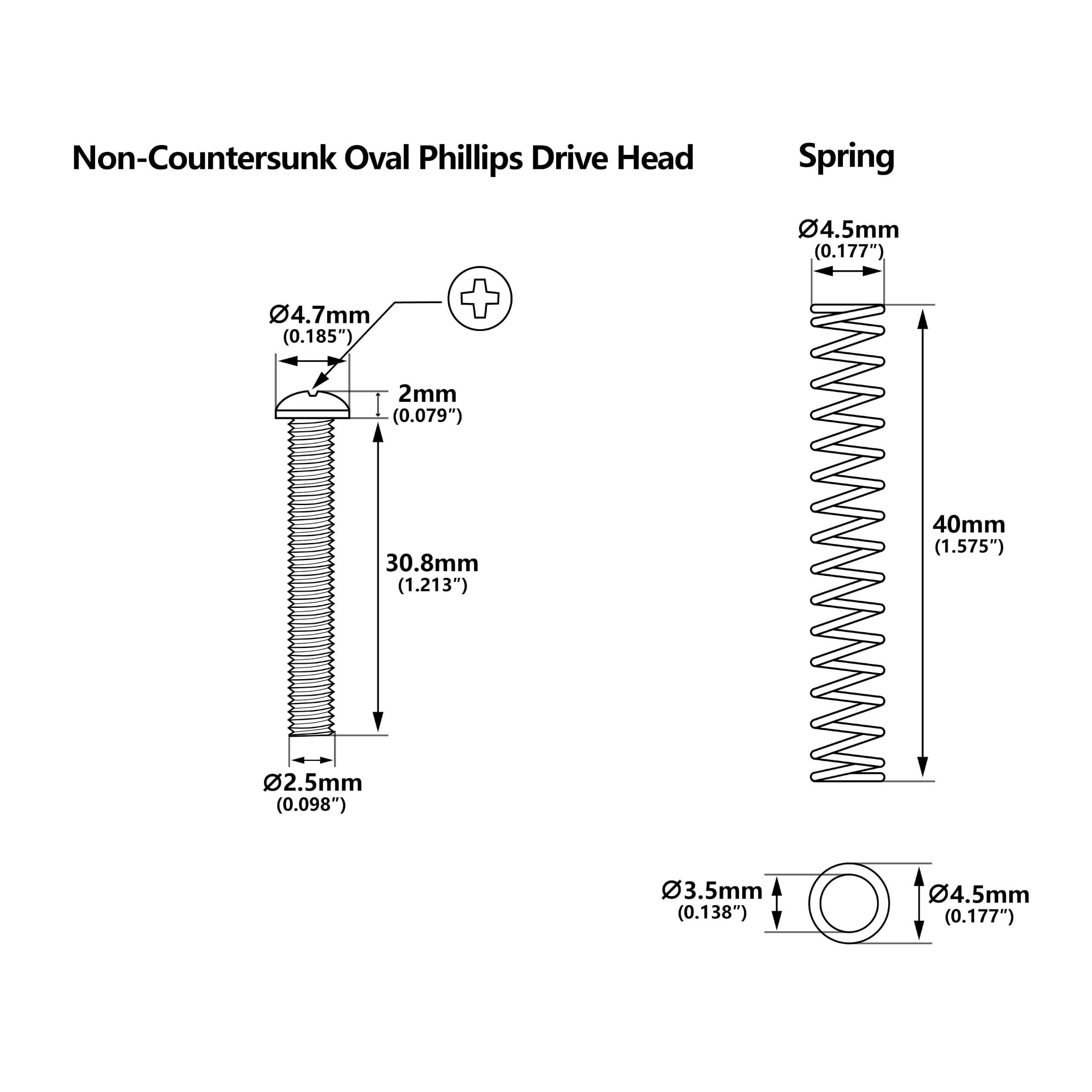 Banworks USA Vintage Phillips-Head Humbucker Pickup Height Screws & Springs