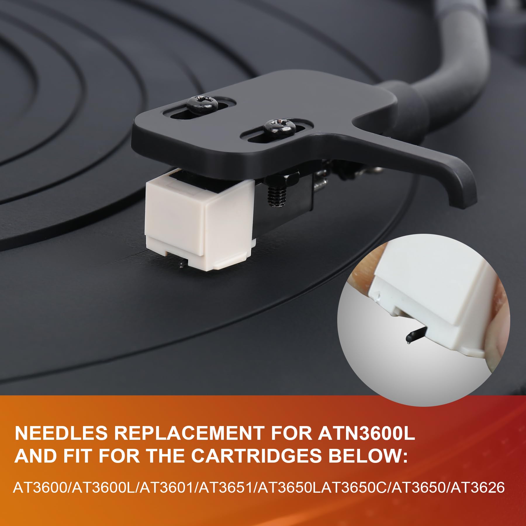 ATN3600L Record Player Needles Replacement by Gartopvoiz, Compatible with Audio Technica AT-LP60 AT-LP60USB Turntable Stylus
