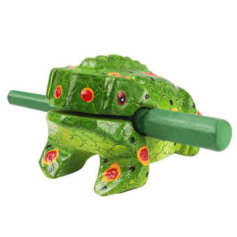 GOGHOST 3.5 inch Frog Guiro Rasp Wooden Instrument (Painted Green)