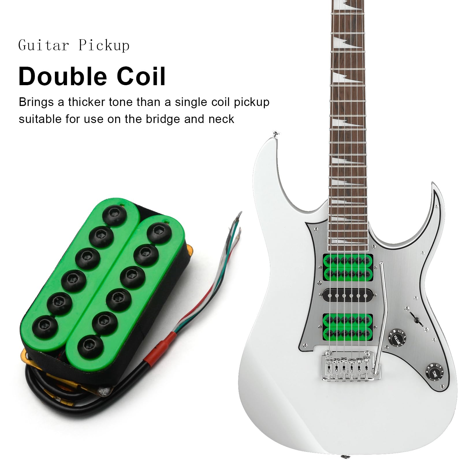 SAPHUE Adjustable Metal Double Coil Electric Guitar Pickups Humbucker Punk Neck/Bridge Pickup (Green)