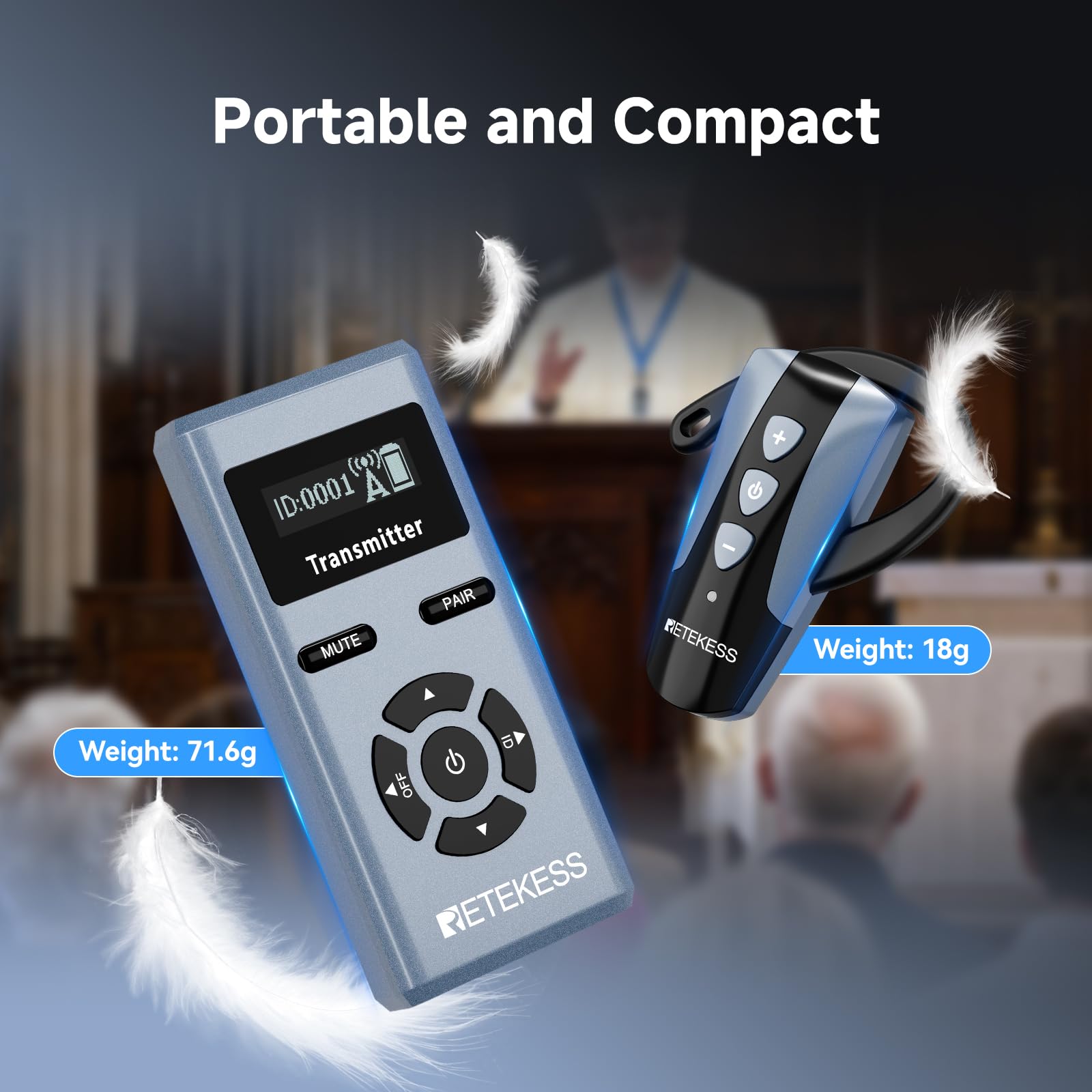 Retekess TT106S Church Translation System, Tour Guide Headsets(4TX 60RX)