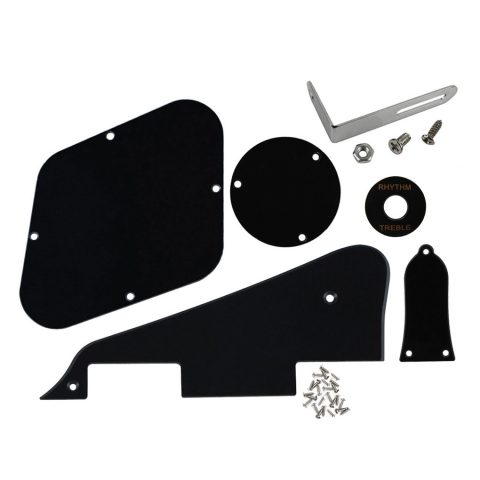 FLEOR 1Ply Black Pickguard Back Plate Screws Set & Switch Ring & Bracket Fit LP Style Guitar Pickguard Replacement