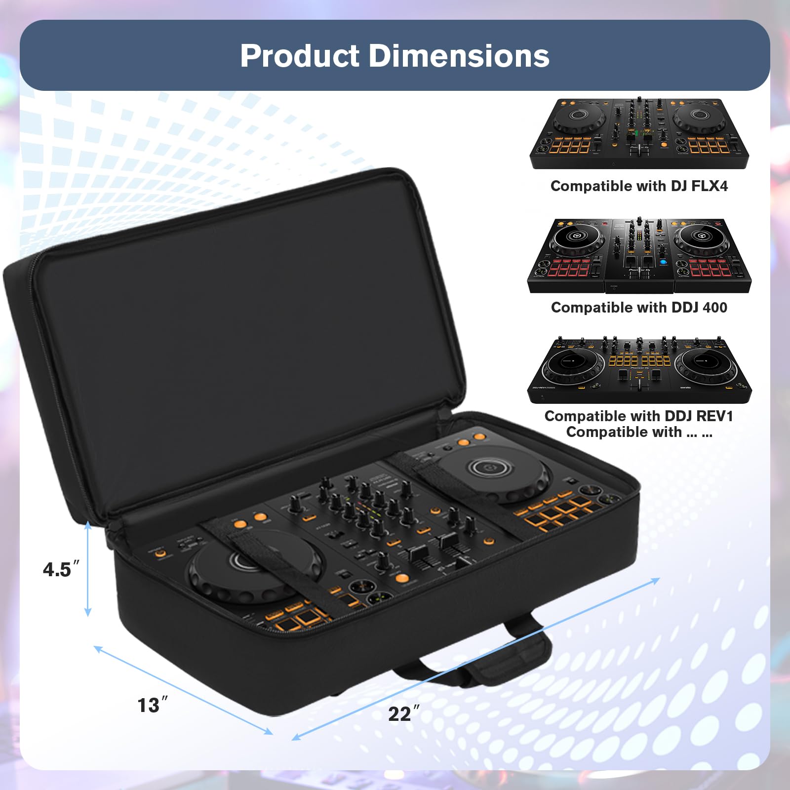 DJ Controller Case Backpack Compatible with DDJ FLX4 / 400 / REV1 / SB3