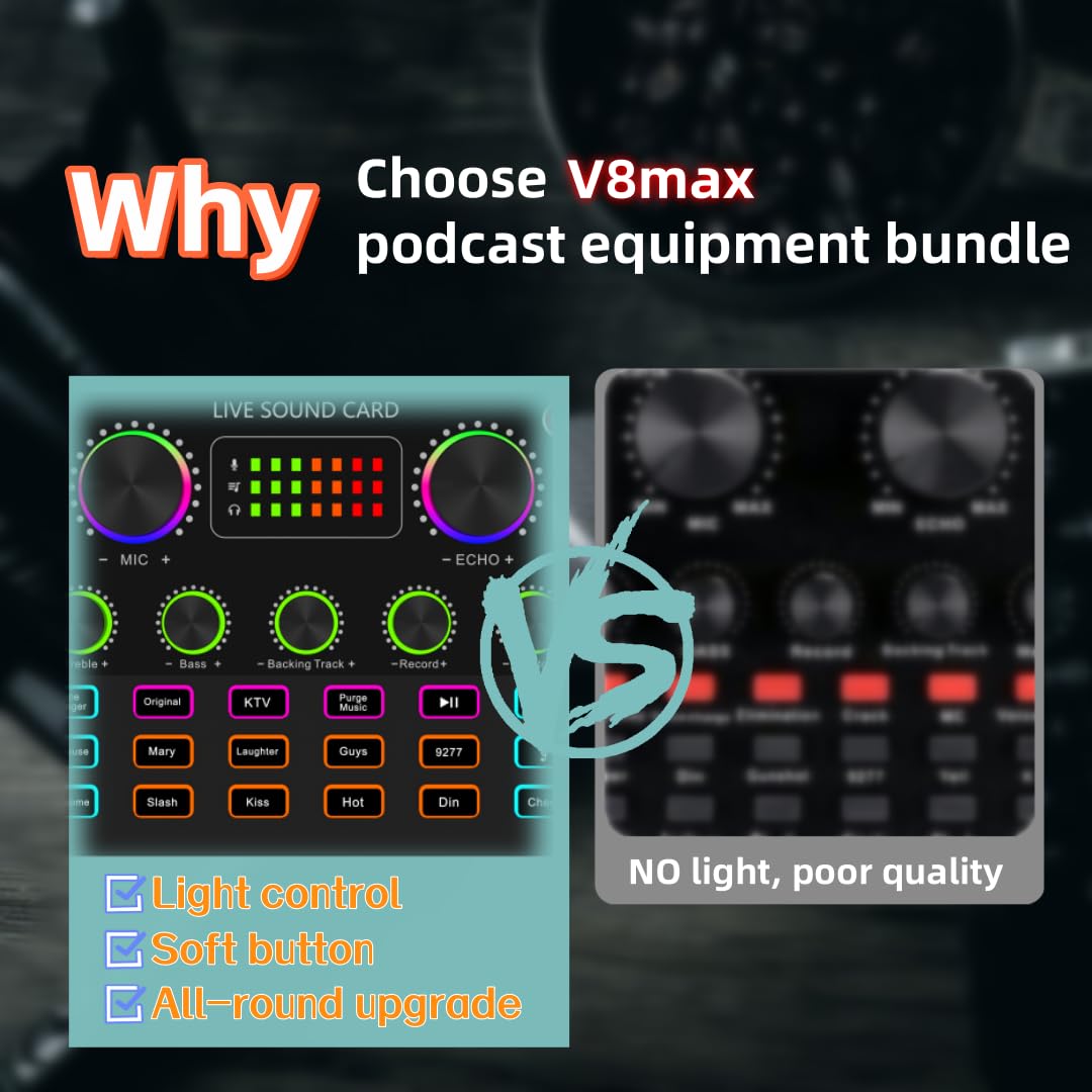 sktome Podcast Equipment Bundle, V8max Voice Changer with Podcast Microphone Bundle – Studio Condenser Microphone Perfect for Podcasting, Recording, Singing, Streaming and Gaming