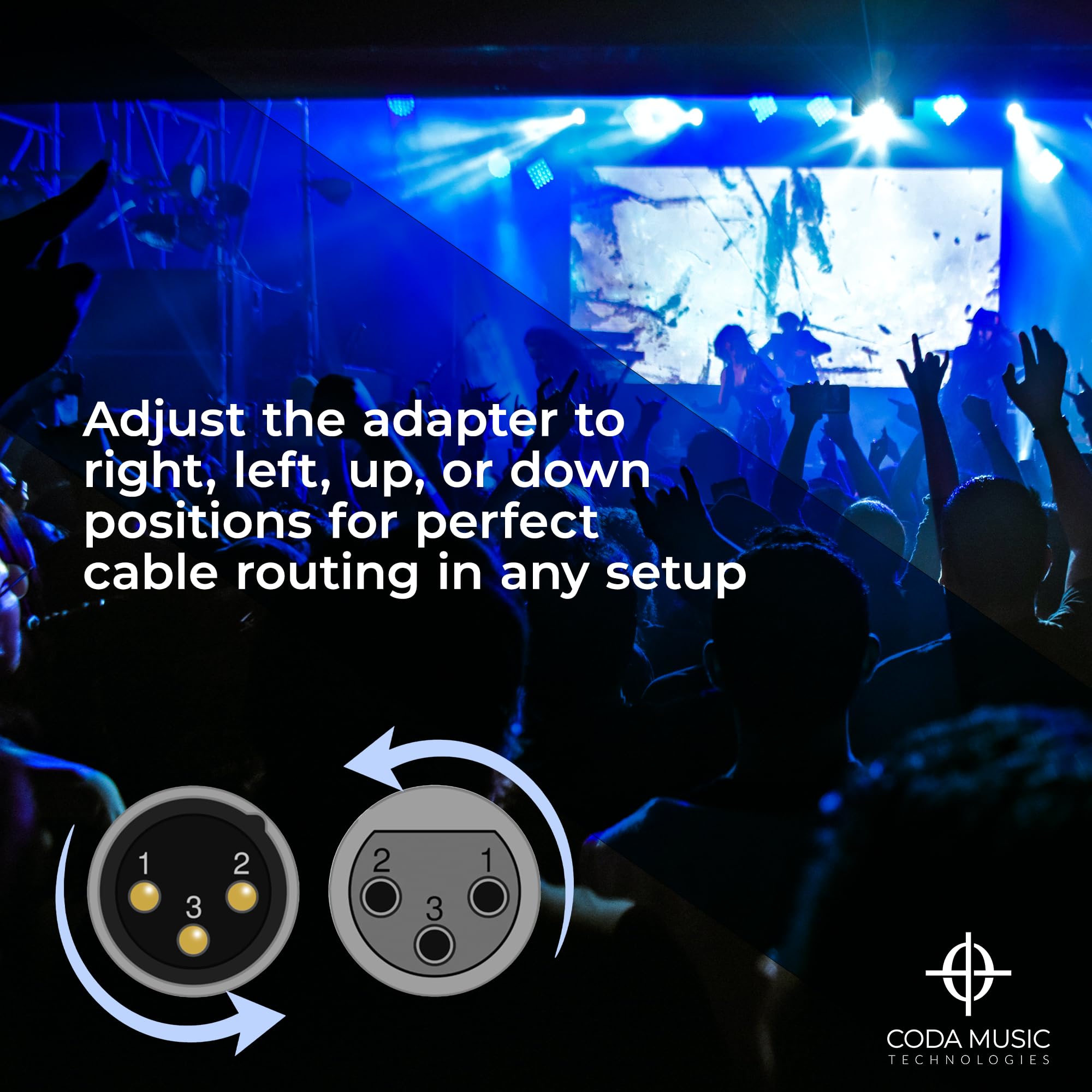 Coda Right Angle XLR Adapter (2 Pack) – 90 Degree Adjustable