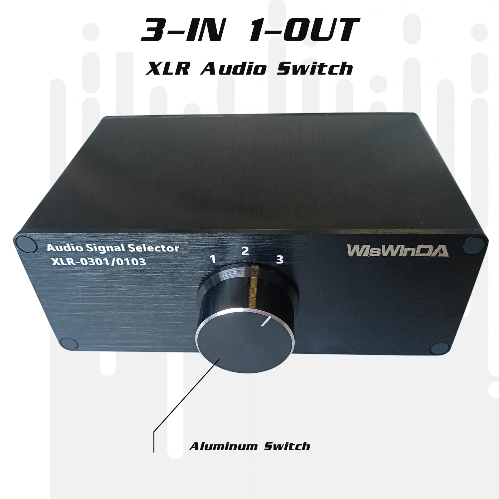 WisWinDa 3-IN-1-OUT XLR Pro Audio Switch Balanced Audio Converter 3 Channel HiFi Stereo Passive Audio Selector Switcher Box No Loss Switching Aluminum Shell Quality XLR Connector (3-IN-1-OUT)