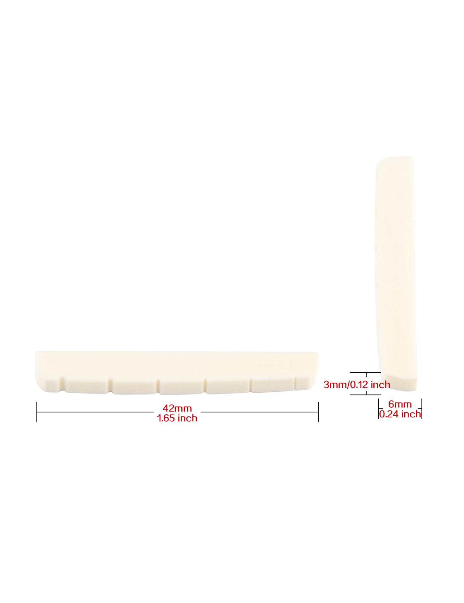 Metallor Bone Guitar Nut 6 String Pre-Slotted Top Nut 42mm x 6mm x 3mm White