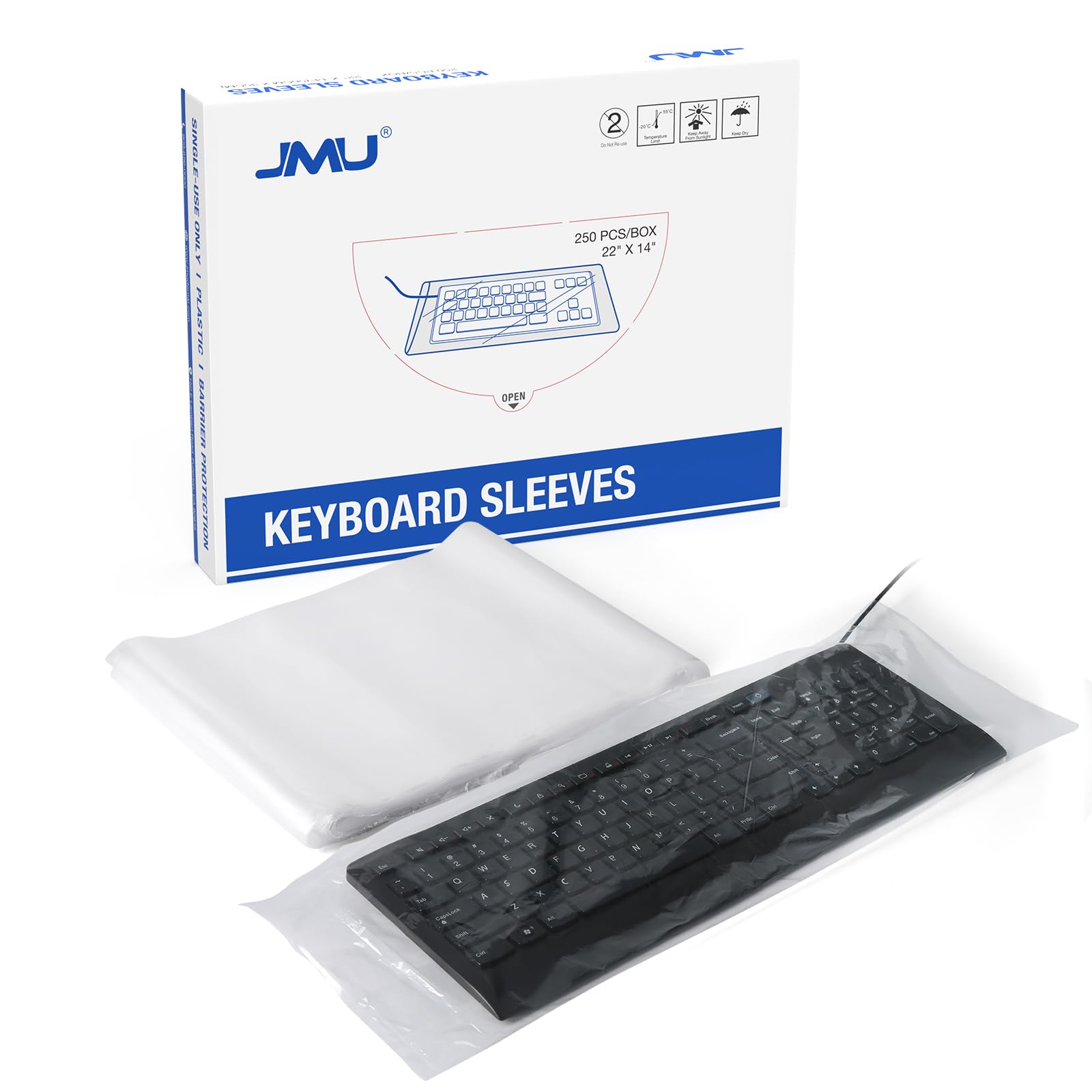 JMU 250 Pcs Disposable Universal Keyboard Sleeves, 22″x13.78″, Waterproof