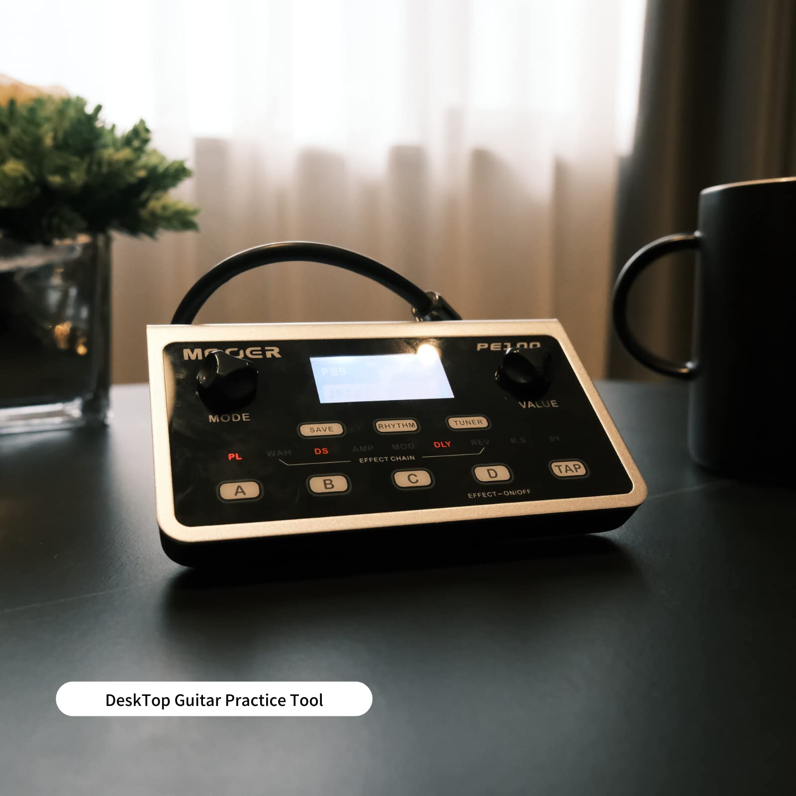 MOOER PE100 Portable Depstop Guitar Multi Effects Headphone Amp Pedal Practice Tool with Drum Machine, TAP Tempo