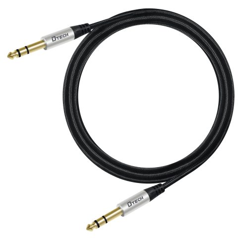 DTECH 3ft Electric Guitar Cable TRS 1/4 Instrument Cord Aux Balanced Stereo Jack Quarter Inch 6.35mm for DJ Speakers Amplifier Bass Studio Audio Monitor Mixer