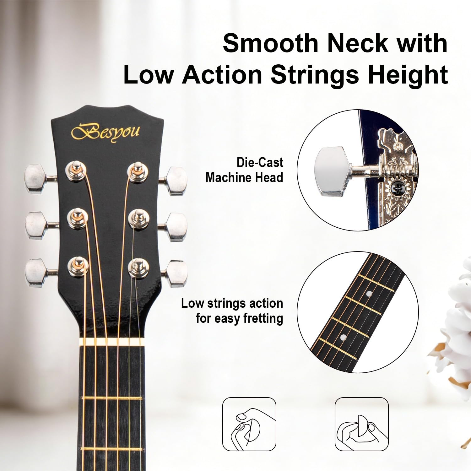 38 inch Blue Acoustic Guitar Beginner Kits 3/4 Cutaway Wood Acustica Guitarra for Beginners Adults with Online Lesson,Gig Bag,Picks,Steel Strings Strap with Picks Holder