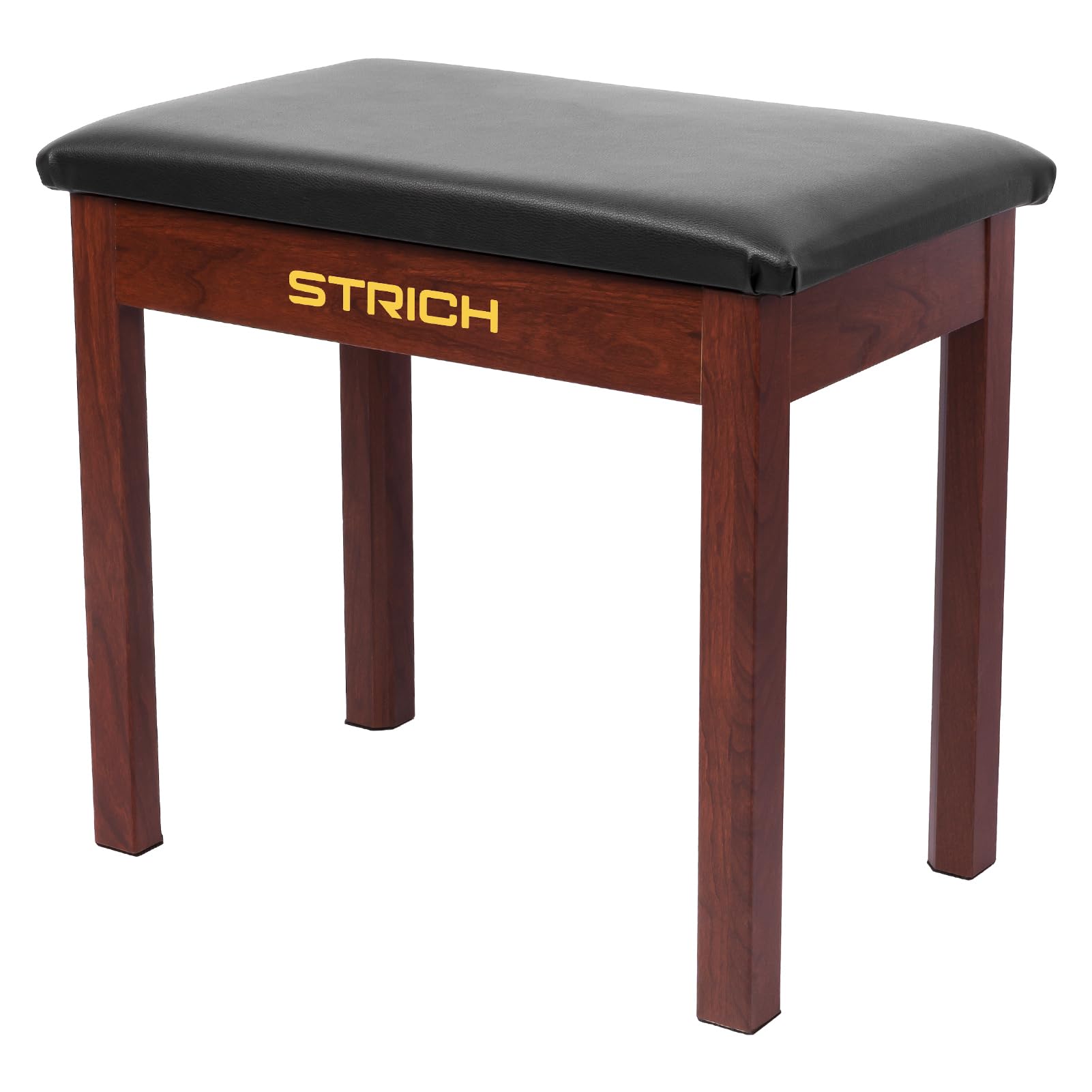 STRICH Piano Bench with Storage, Solid Wood Keyboard Bench Piano Bookcase Stool Chair Seat with Padded Cushion, Deep Brown